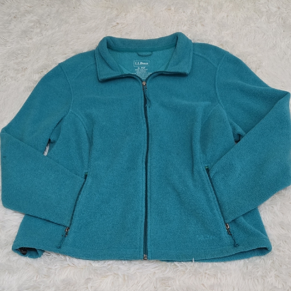 L.L. Bean Turquoise Womens Full Zip-Up Fleece Size XL Pet